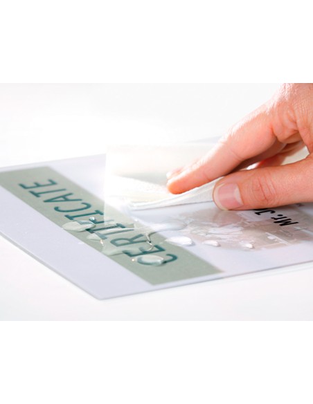 Bolsa de plastificar q-connect 105 x 148 mm din a6 125 mc caja de 100 unidades