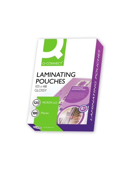 Bolsa de plastificar q-connect 105 x 148 mm din a6 125 mc caja de 100 unidades