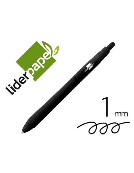 Boligrafo liderpapel gummy touch retractil 1,0 mm tinta negra
