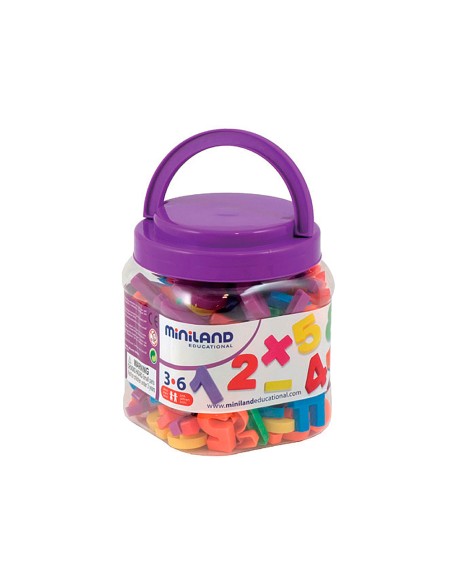 Juego miniland numeros magneticos y simbolos matematicos bote de 162 piezas