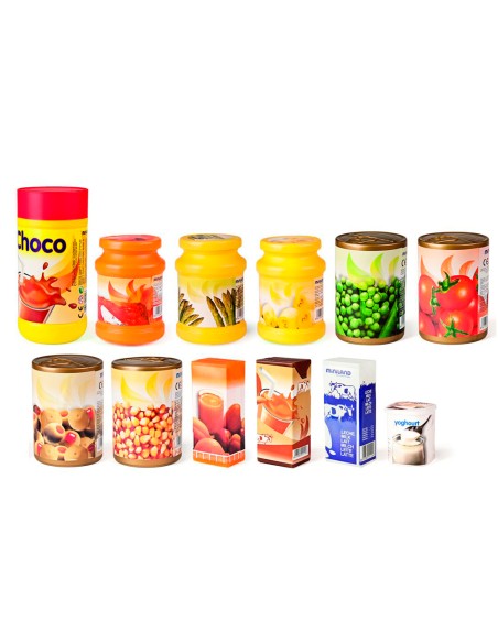 Juego miniland alimentos envasados 12 piezas