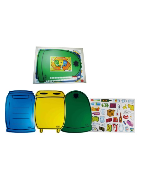 Juego contenedores henbea plastico reciclaje material organico vidrio papel 36 piezas incluye envase recicla