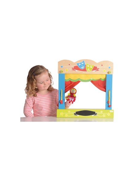 Teatro fiesta crafts de sobremesa marionetas en madera y tela una cara 45x47 cm