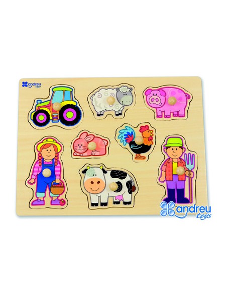 Puzle andreutoys madera granja 8 piezas