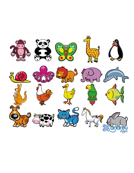 Juego andreutoys animalitos magneticos 8 cm caja de 20 unidades surtidas 20,6x19x4,5 cm