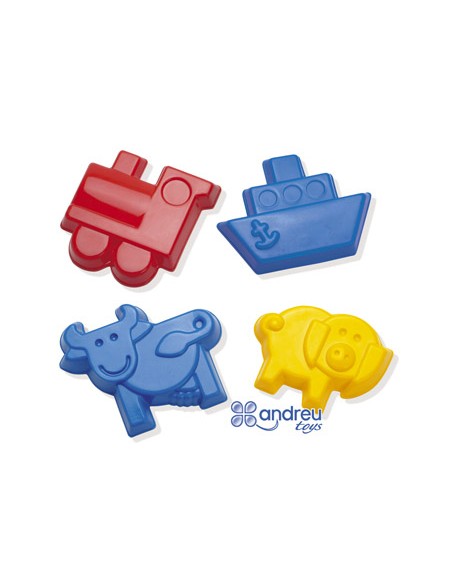 Juego dantoy moldes arena 4 modelos 12 cm caja de 32 unidades surtidas