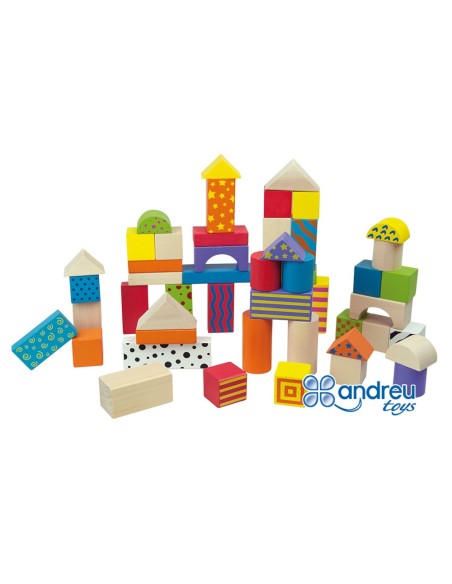 Juego andreutoys construccion bloques madera 50...