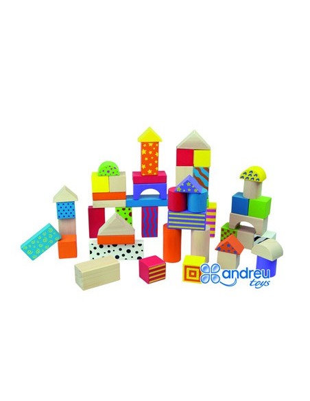 Juego andreutoys construccion bloques madera 50...