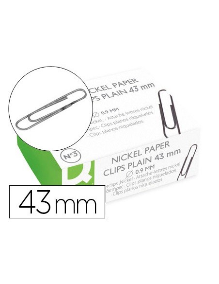 Clips niquelados q-connect nº3 43 mm caja de...