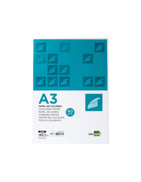 Papel color liderpapel a3 80gr 10 colores...