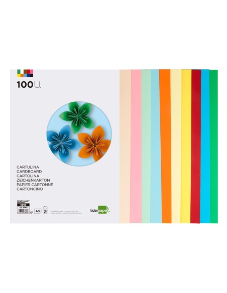 Cartulina liderpapel a3 180g/m2 10 colores...
