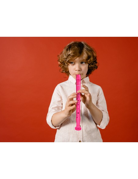 Flauta hohner 9508 color rosa funda verde y transparente