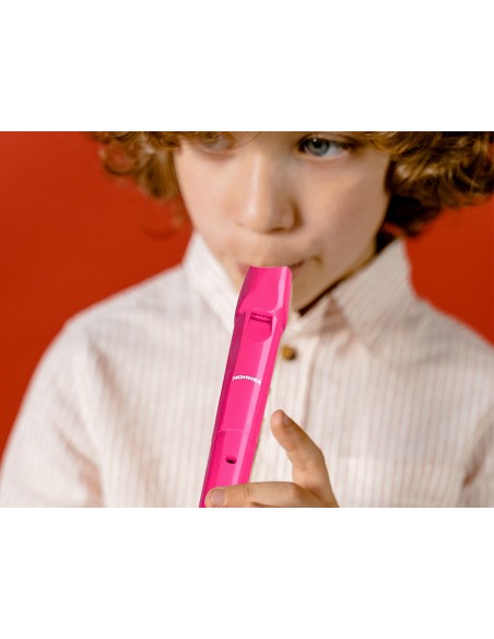 Flauta hohner 9508 color rosa funda verde y transparente