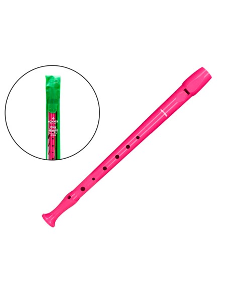 Flauta hohner 9508 color rosa funda verde y transparente