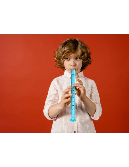 Flauta hohner 9508 color celeste funda verde y transparente