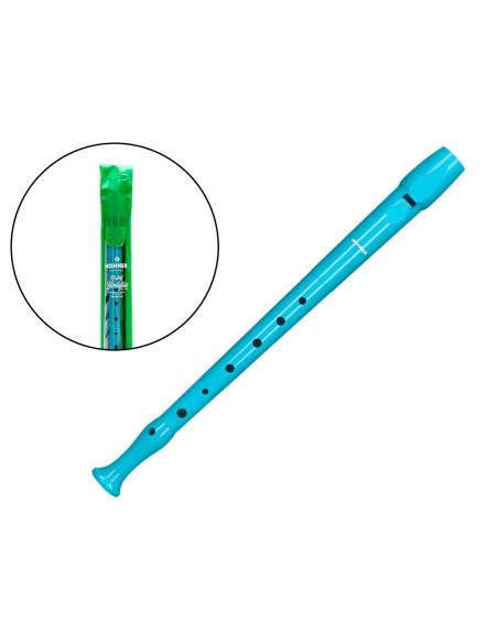 Flauta hohner 9508 color celeste funda verde y transparente