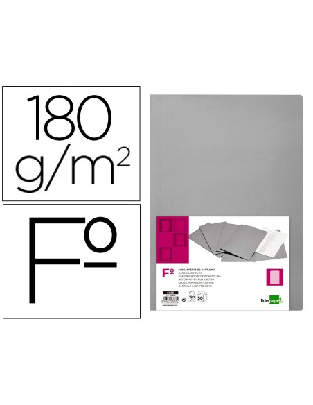Subcarpeta liderpapel folio gris 180g/m2