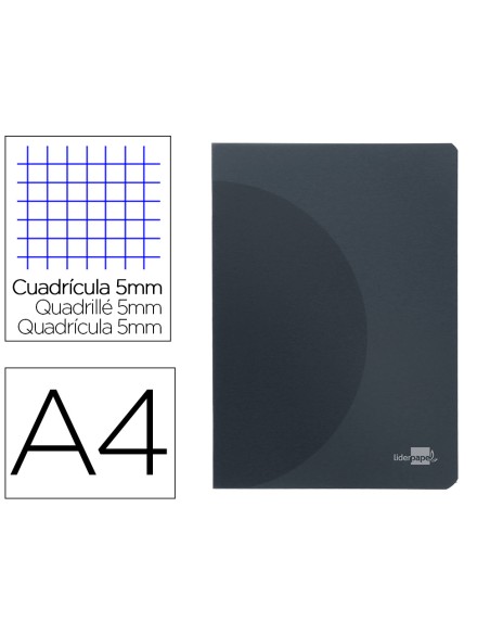 Libreta liderpapel 360 tapa de plastico a4 48 hojas 90g/m2 5mm con doble margen tapa negra