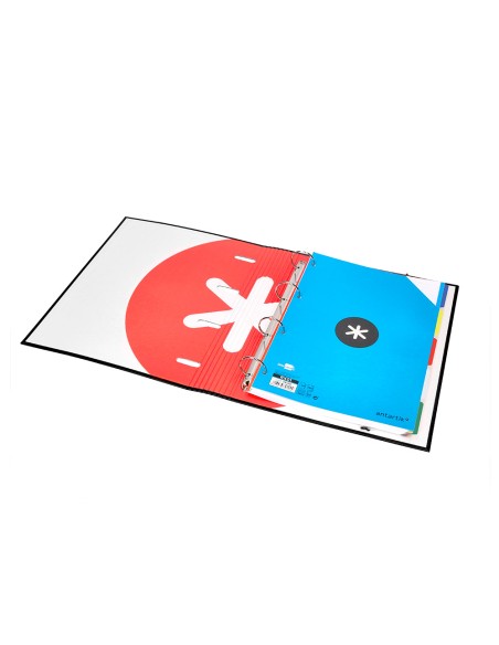 Carpeta con recambio antartik a4 cuadro 5mm forrada 4 anillas 40mm redondas color negra