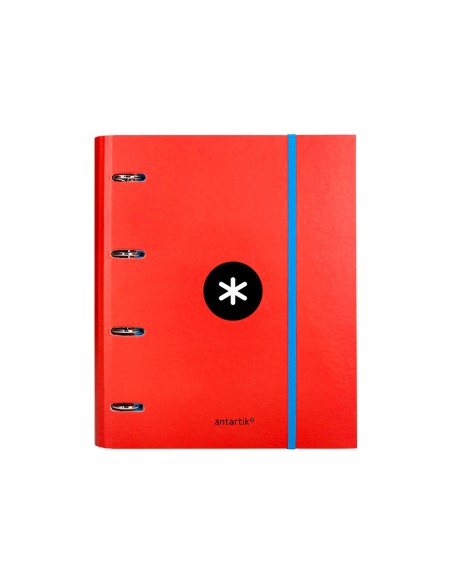Carpeta con recambio antartik a4 cuadro 5mm forrada 4 anillas 40mm redondas color rojo