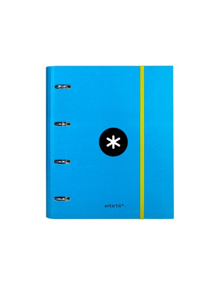 Carpeta con recambio antartik a4 cuadro 5mm forrada 4 anillas 40mm redondas color azul