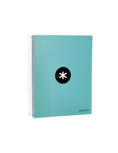 Cuaderno espiral a4 micro antartik tapa forrada 120h 90 gr cuadro 5mm 5 bandas 4 taladros color menta