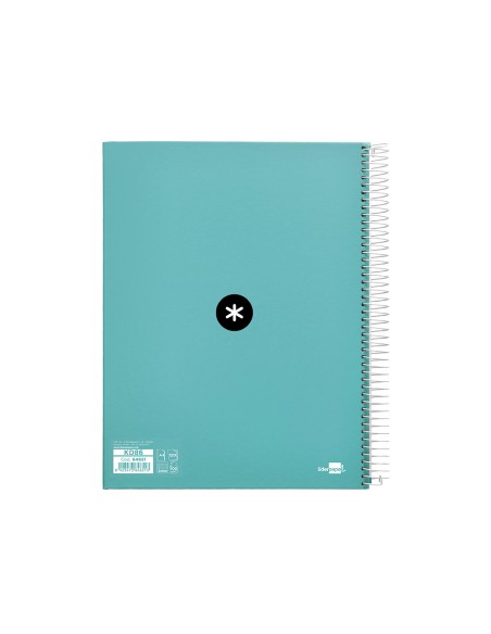 Cuaderno espiral a4 micro antartik tapa forrada 120h 90 gr cuadro 5mm 5 bandas 4 taladros color menta