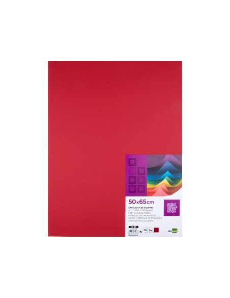 Cartulina liderpapel 50x65 cm 240g/m2 rojo navidad paquete de 25 hojas