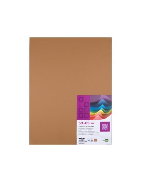 Cartulina liderpapel 50x65 cm 240g/m2 marron escolar paquete de 25 hojas