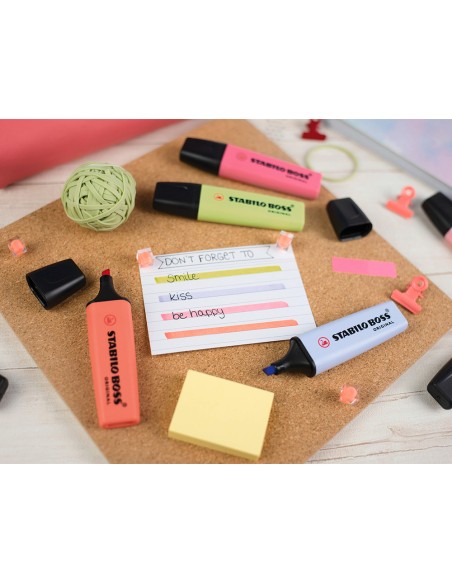 Rotulador stabilo boss pastel fluorescente 70 estuche de 4 unidades colores surtidos