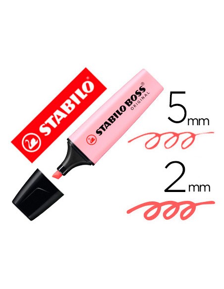 Rotulador stabilo boss pastel fluorescente 70 rubor rosa