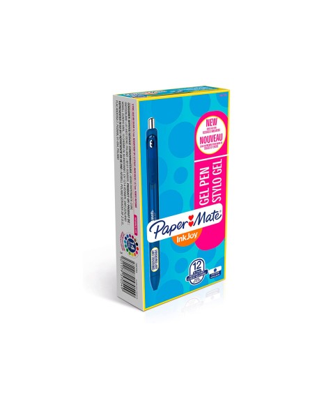 Boligrafo paper mate inkjoy retractil gel pen 0,7mm azul punta de bola trazo 0.35mm