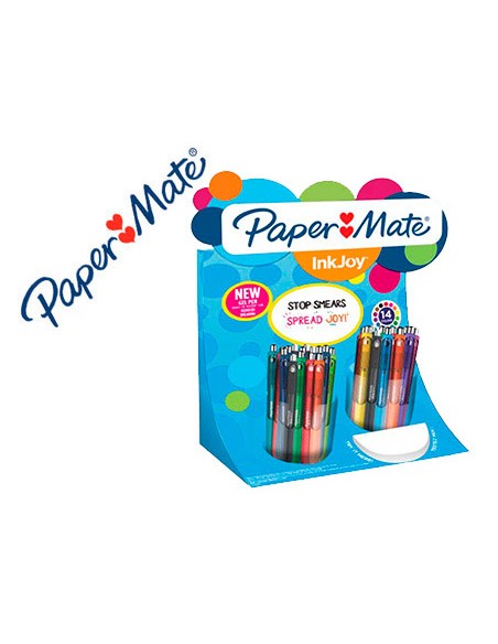 Boligrafo paper mate inkjoy retractil gel pen trazo 0,7 mm expositor de 60 unidades colores surtidos