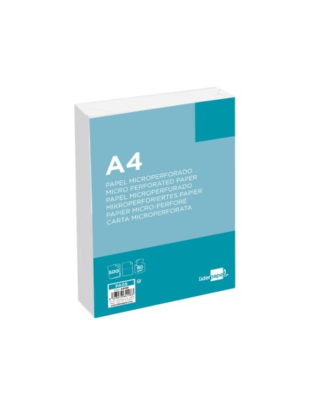 Papel liderpapel a4 80g/m2 liso microperforado...