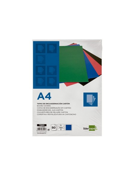 Tapa encuadernacion liderpapel carton a4 1mm...