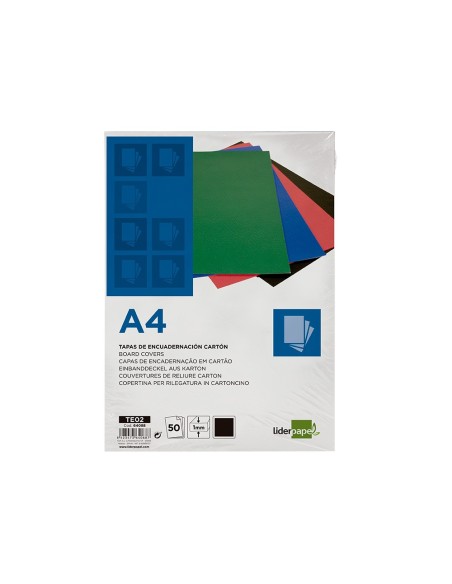 Tapa encuadernacion liderpapel carton a4 1mm...
