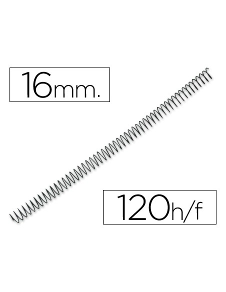 Espiral metalico q-connect 64 5:1 16mm 1,2mm caja de 100 unidades