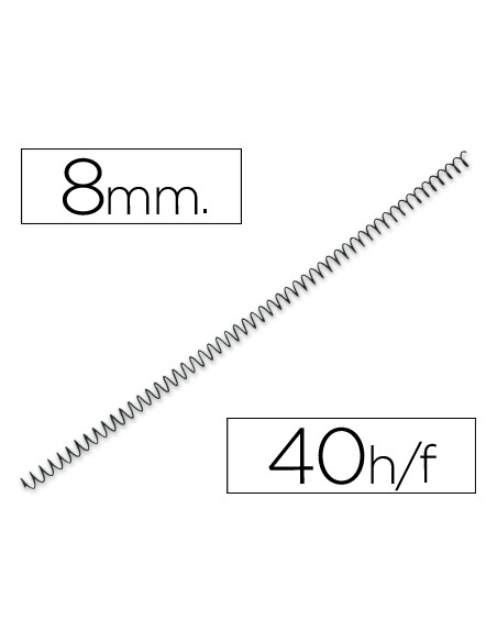 Espiral metalico q-connect 64 5:1 8mm 1mm caja de 200 unidades