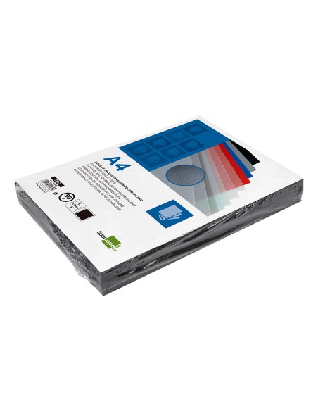 Tapa encuadernacion liderpapel polipropileno a4 0.8mm negro opaco paquete de 50 unidades