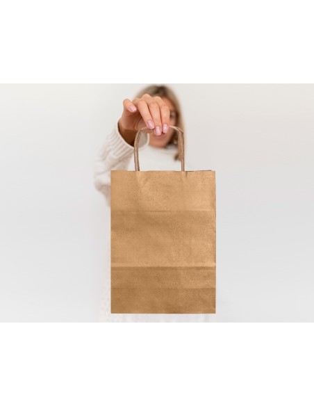 Bolsa kraft q-connect natural asa retorcida...