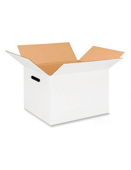 Caja para embalar q-connect am ericana con asas ultrarresistente cartón canal doble 7 mm color blanco 450x280x375 mm