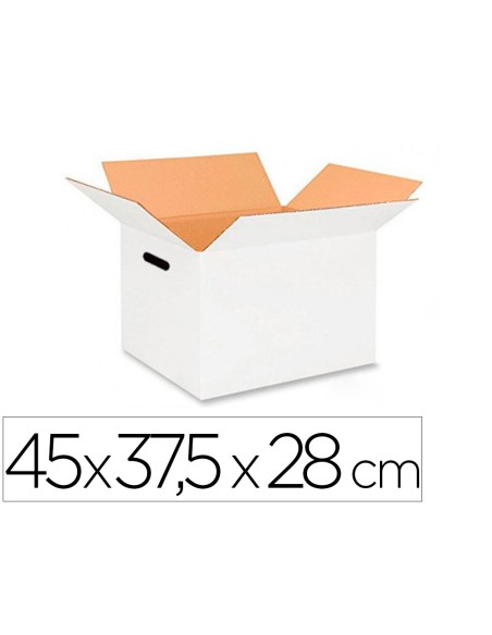 Caja para embalar q-connect am ericana con asas ultrarresistente cartón canal doble 7 mm color blanco 450x280x375 mm