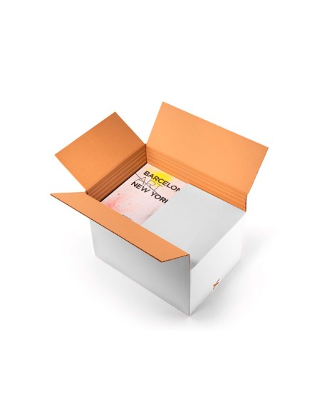 Caja para embalar q-connect re gulable en altura ultrarresistente cartón canal doble 7 mm color blanco 450x280x375 mm