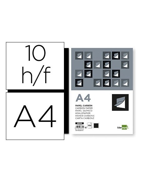Papel carbon liderpapel negro din a4 bolsa de...