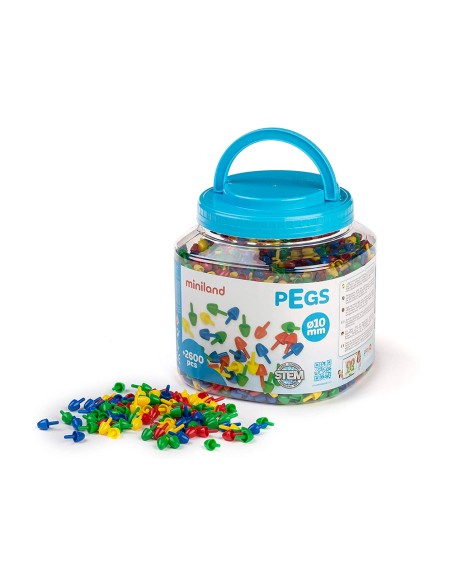 Juego miniland pegs bote de 2600 piezas de 10 mm
