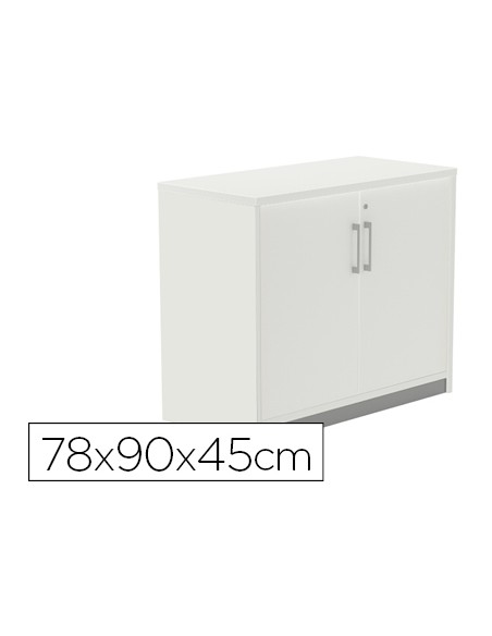 Armario rocada con un estante y dos puertas enteras serie store 78x90x45 cm acabado aw04 aluminio/blanco