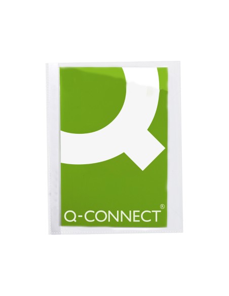 Funda protectora q-connect corte oblicuo 290x195 cristal sin taladros pvc 90mc caja de 100 unidades