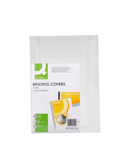 Tapa de encuadernacion q-connect carton din a4 blanco simil piel caja de 100 unidades