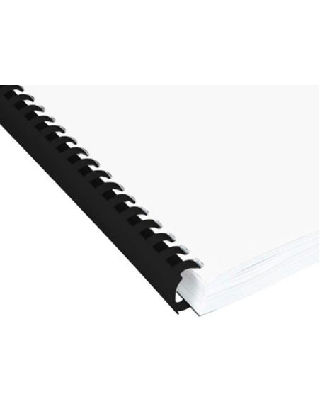 Canutillo q-connect redondo 8 mm plastico negro capacidad 40 hojas caja de 100 unidades