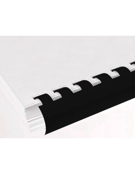 Canutillo q-connect redondo 16 mm plastico negro capacidad 145 hojas caja de 50 unidades